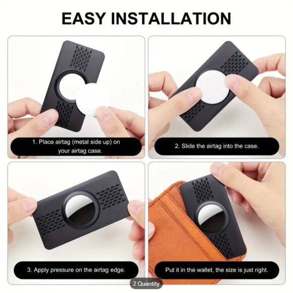 Air Tag Wallet Holder 2 Pack Black NWT - Picture 2 of 5